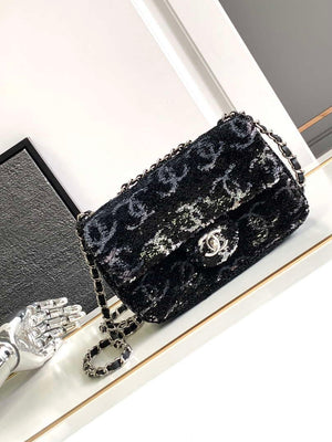 Chanel A09888 25C Evening Black & white sequin mini AS4561  limited edition Lambskin - Default Title - View 2