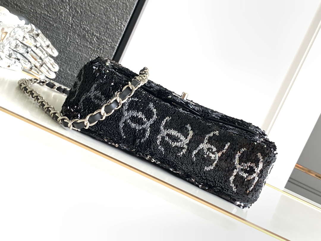 Chanel A09888 25C Evening Black & white sequin mini AS4561  limited edition Lambskin - Default Title - View 5