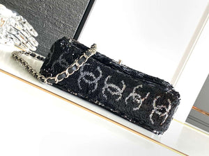 Chanel A09888 25C Evening Black & white sequin mini AS4561  limited edition Lambskin - Default Title - View 5