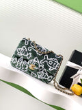 Chanel A09888 25C Evening Green & white sequin mini AS4561  limited edition Lambskin