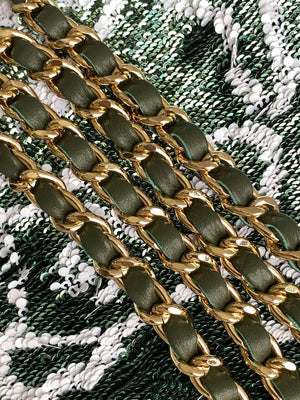 Chanel A09888 25C Evening Green & white sequin mini AS4561  limited edition Lambskin - Default Title - View 6