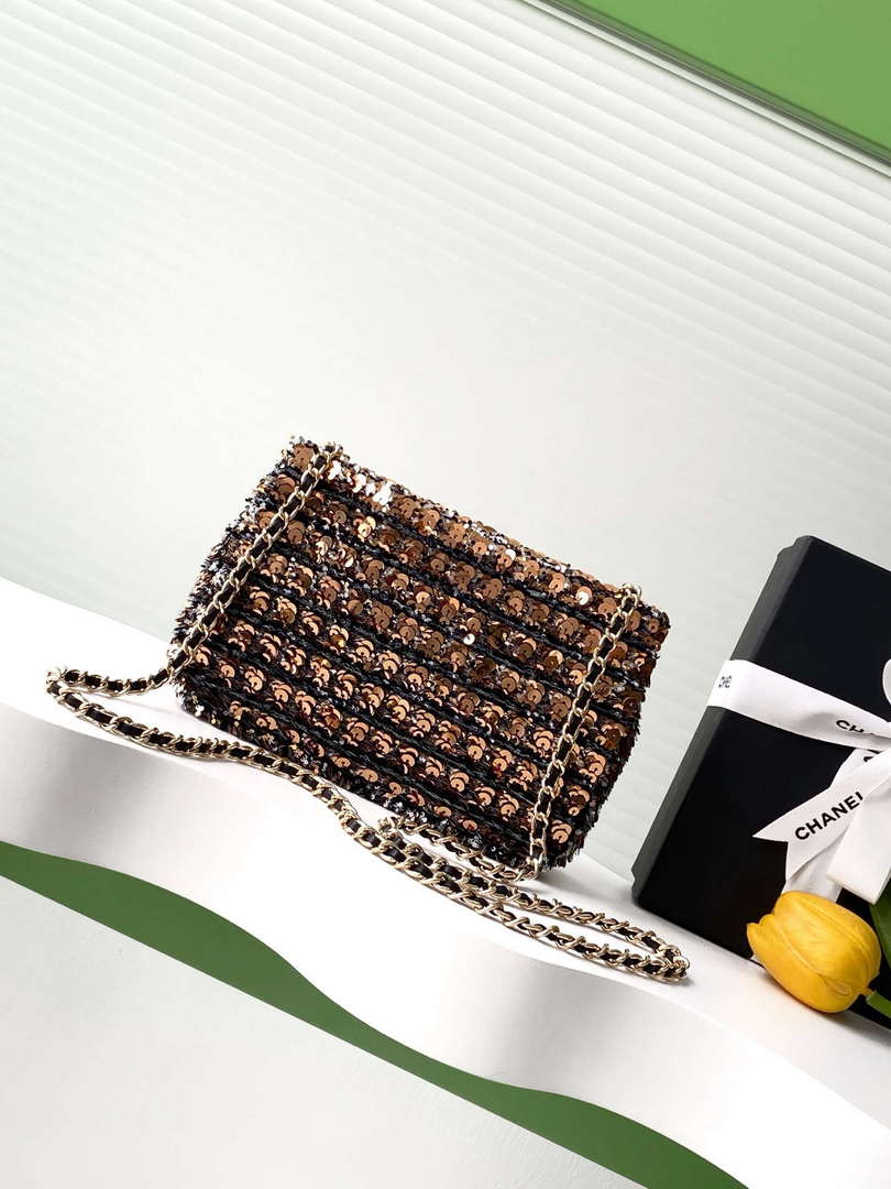 Chanel A09888 25C Evening sequin mini AS4561  limited edition gold and Black - Default Title - View 3