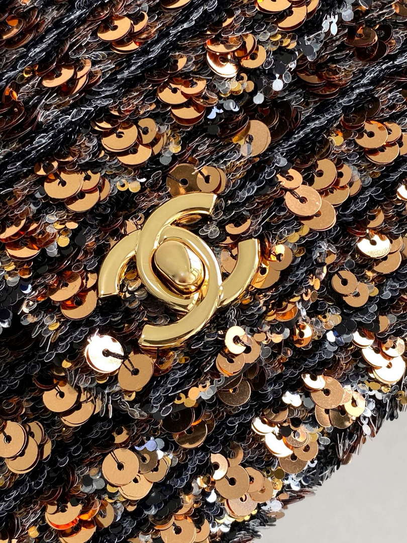 Chanel A09888 25C Evening sequin mini AS4561  limited edition gold and Black