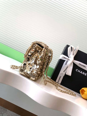 Chanel A09888 25C Evening Gold sequin mini AS4561  limited edition Lambskin - Default Title - View 2