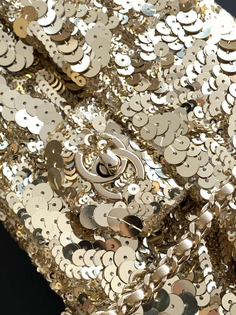 Chanel A09888 25C Evening Gold sequin mini AS4561  limited edition Lambskin