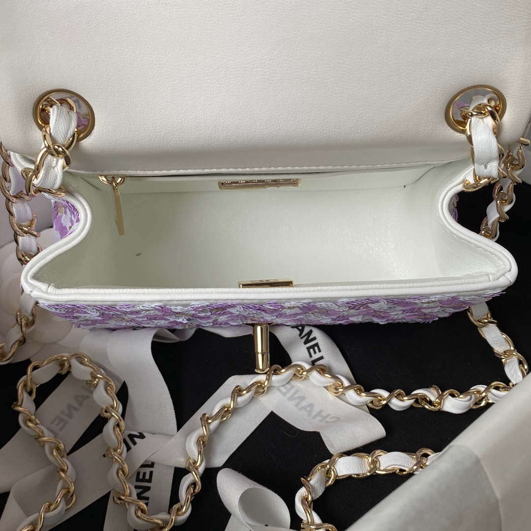 Chanel A1115 Mini Flap Bag 17cm Sequins & Ruthenium-Finish Metal - Default Title - View 6