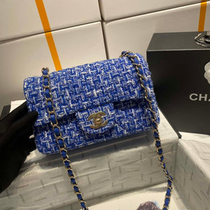 Chanel A1116 Mini Flap Classic Handbag Tweed & Gold-Tone Metal Blue - Default Title - View 2