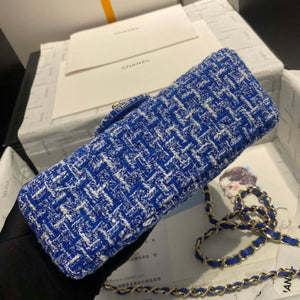 Chanel A1116 Mini Flap Classic Handbag Tweed & Gold-Tone Metal Blue - Default Title - View 6