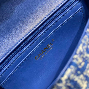 Chanel A1116 Mini Flap Classic Handbag Tweed & Gold-Tone Metal Blue - Default Title - View 8