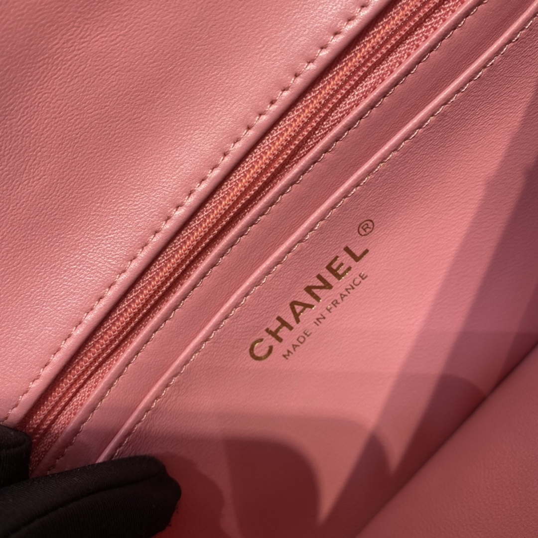 Chanel A1116 Mini Flap Classic Handbag Tweed & Gold-Tone Metal Pink - Default Title - View 8