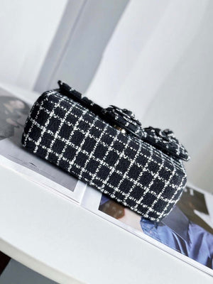 Chanel A1116 Mini Flap Classic Handbag Tweed & Silver-Tone Metal Black - Default Title - View 4