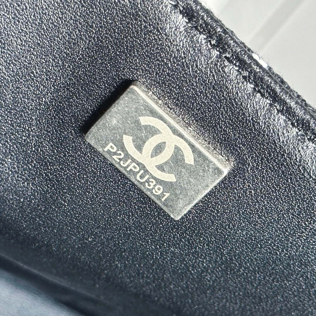 Chanel A1116 Mini Flap Classic Handbag Tweed & Silver-Tone Metal Black