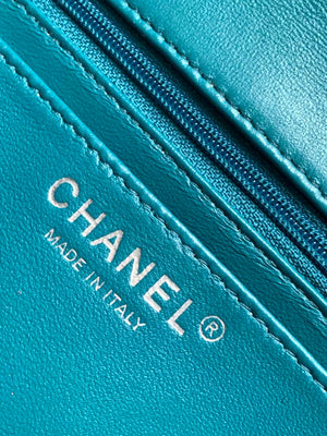 Chanel A1116 Mini Flap Classic Handbag Tweed & Silver-Tone Metal Green - Default Title - View 9