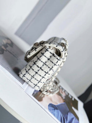 Chanel A1116 Mini Flap Classic Handbag Tweed & Silver-Tone Metal White - Default Title - View 3