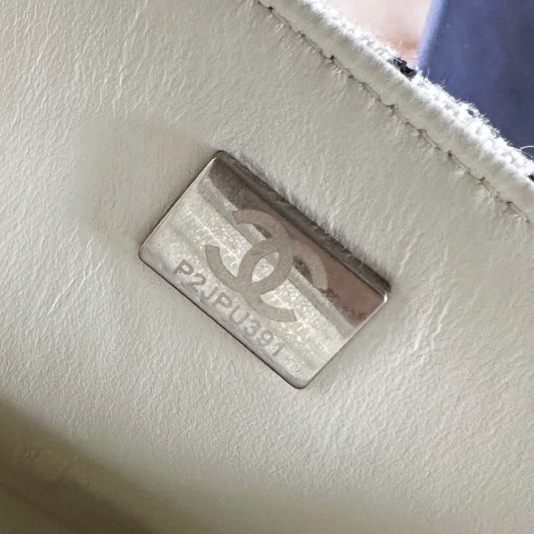 Chanel A1116 Mini Flap Classic Handbag Tweed & Silver-Tone Metal White - Default Title - View 9