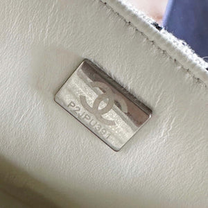 Chanel A1116 Mini Flap Classic Handbag Tweed & Silver-Tone Metal White - Default Title - View 9