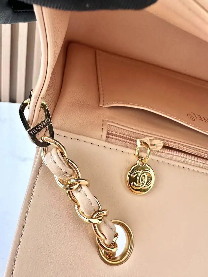 Chanel A2221 Chanel Apricot Lambskin Medium Diana Shoulder Bag 181716