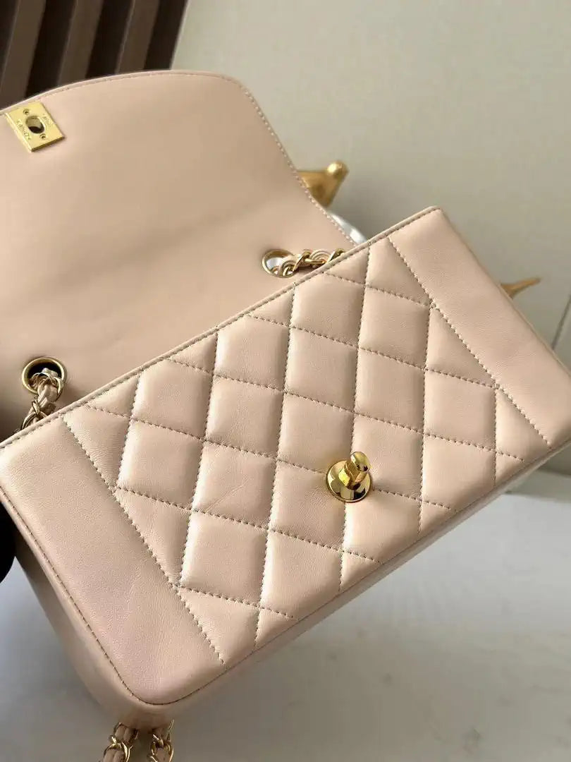 Chanel A2221 Chanel Apricot Lambskin Medium Diana Shoulder Bag 181716
