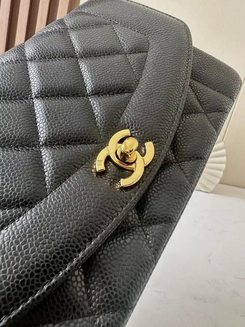 Chanel A2221 Chanel Black Calfskin Medium Diana Shoulder Bag 181716