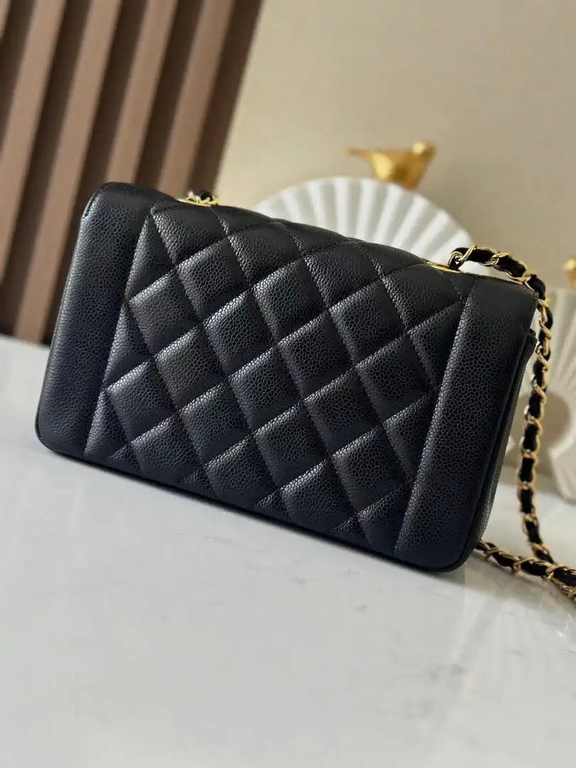 Chanel A2221 Chanel Black Calfskin Medium Diana Shoulder Bag 181716