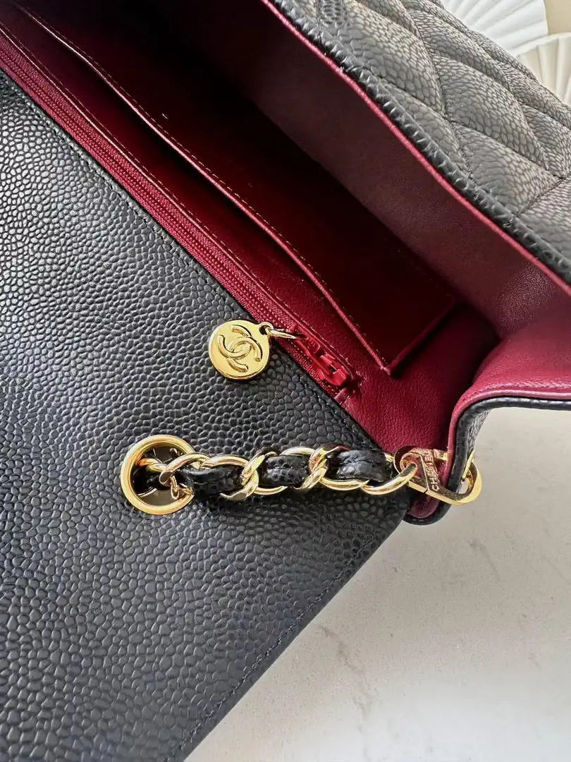 Chanel A2221 Chanel Black Calfskin Medium Diana Shoulder Bag 181716