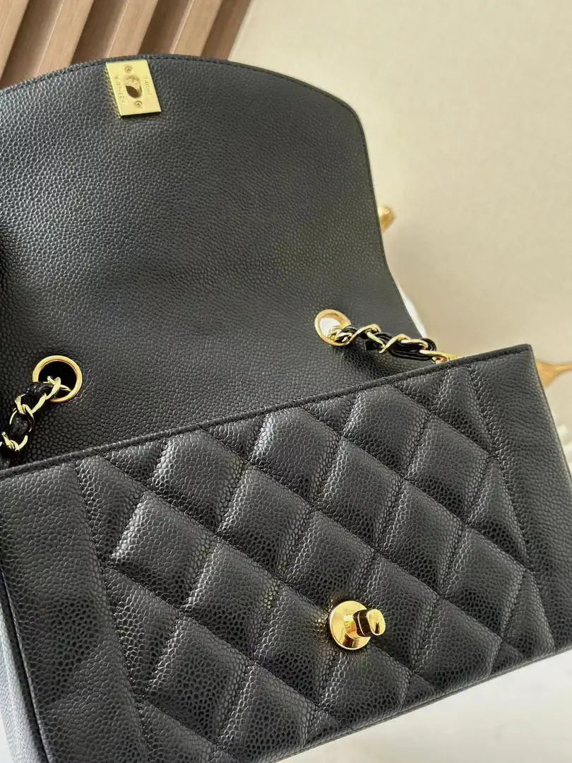 Chanel A2221 Chanel Black Calfskin Medium Diana Shoulder Bag 181716