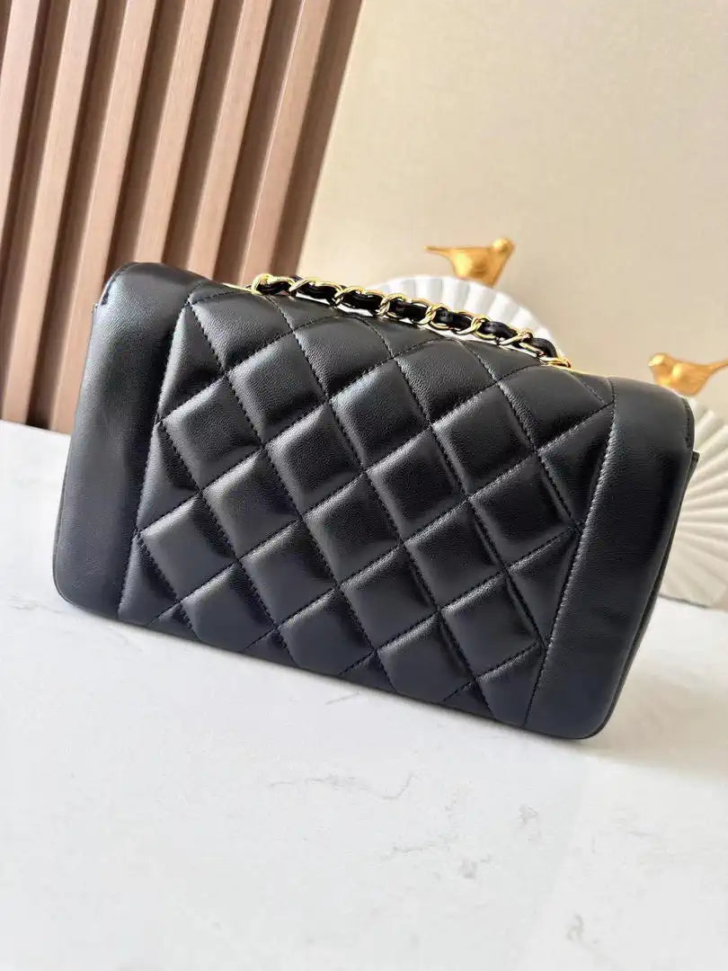 Chanel A2221 Black Lambskin Medium Diana Shoulder Bag 181716
