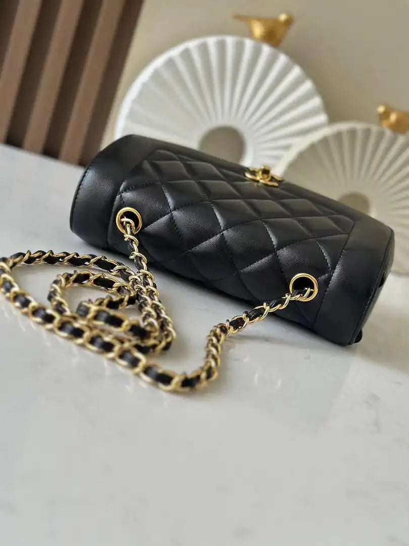Chanel A2221 Black Lambskin Medium Diana Shoulder Bag 181716