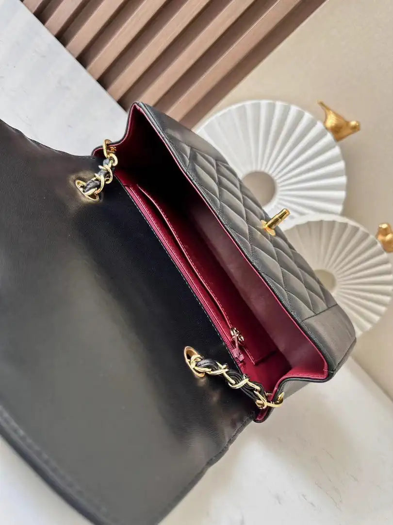 Chanel A2221 Black Lambskin Medium Diana Shoulder Bag 181716