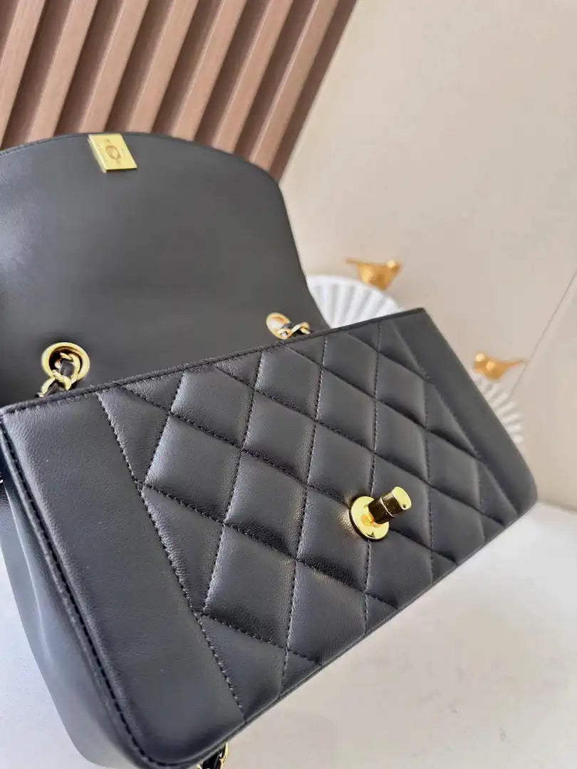 Chanel A2221 Black Lambskin Medium Diana Shoulder Bag 181716