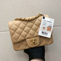 Chanel A35200 Mini Flap Bag 17cm Grained Calfskin Apricot Gold