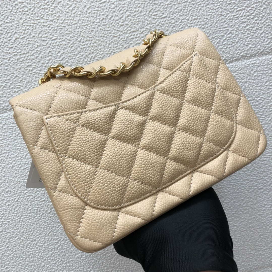 Chanel A35200 Mini Flap Bag 17cm Grained Calfskin Apricot Gold - Default Title - View 2