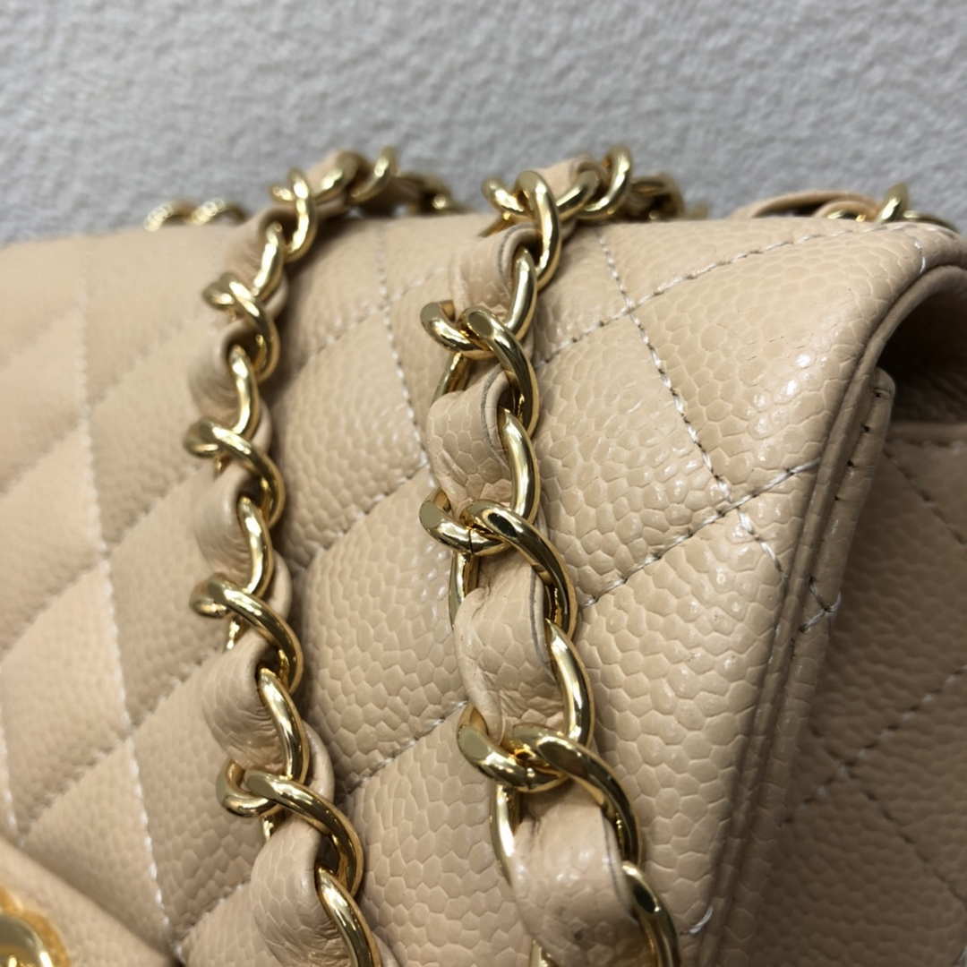 Chanel A35200 Mini Flap Bag 17cm Grained Calfskin Apricot Gold