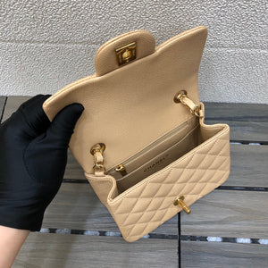 Chanel A35200 Mini Flap Bag 17cm Grained Calfskin Apricot Gold - Default Title - View 8