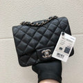 Chanel A35200 Mini Flap Bag 17cm Grained Calfskin Black Silver - Default Title - View 1