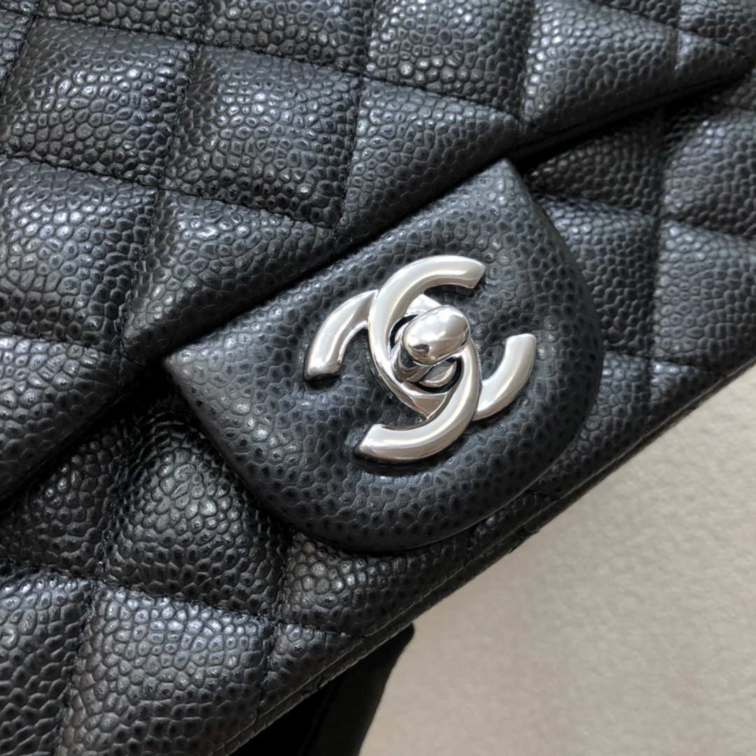 Chanel A35200 Mini Flap Bag 17cm Grained Calfskin Black Silver - Default Title - View 3