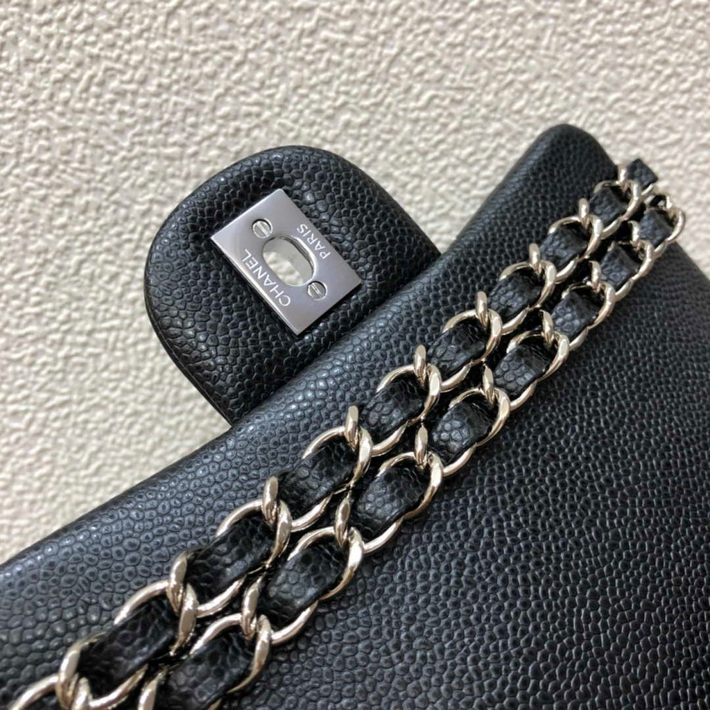 Chanel A35200 Mini Flap Bag 17cm Grained Calfskin Black Silver