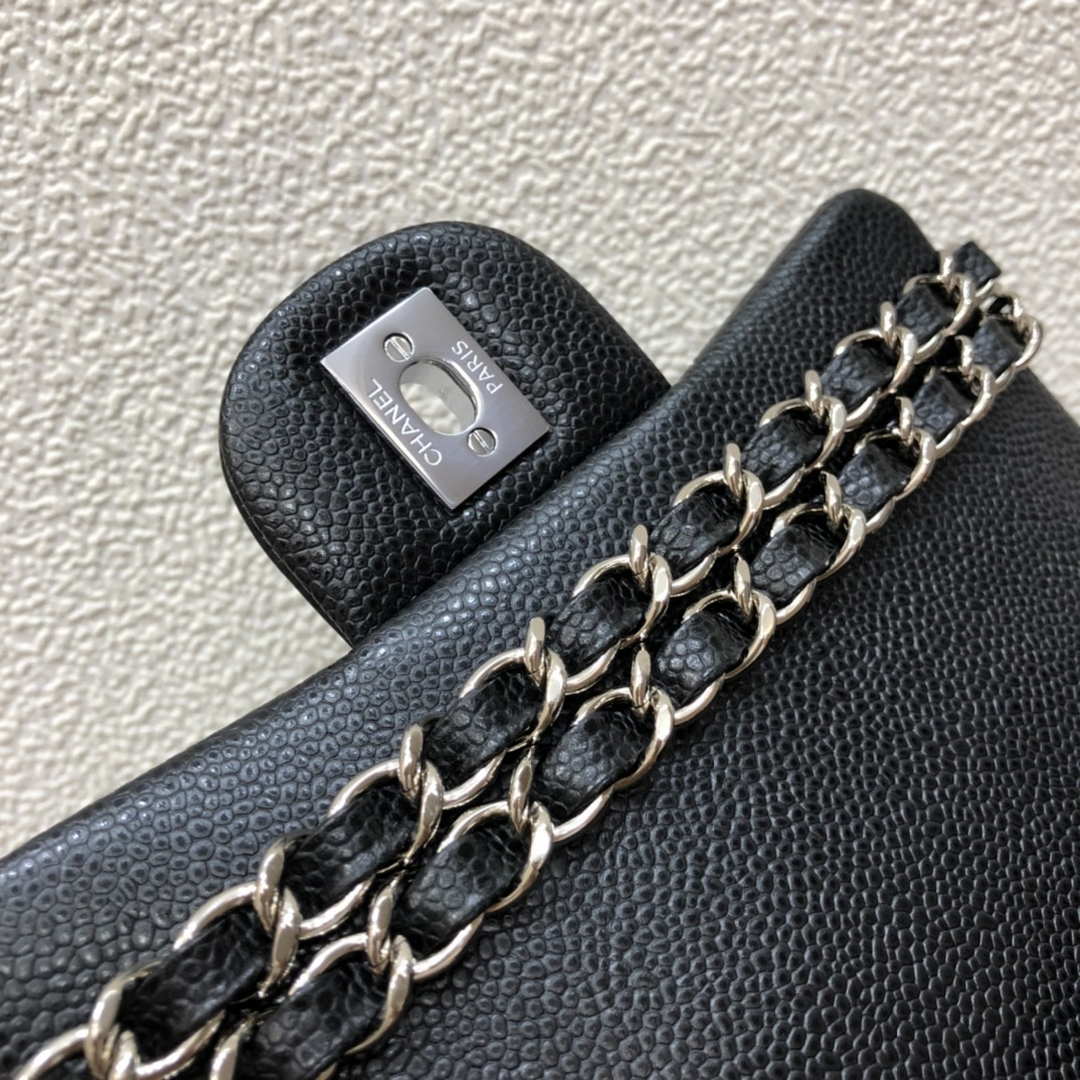 Chanel A35200 Mini Flap Bag 17cm Grained Calfskin Black Silver