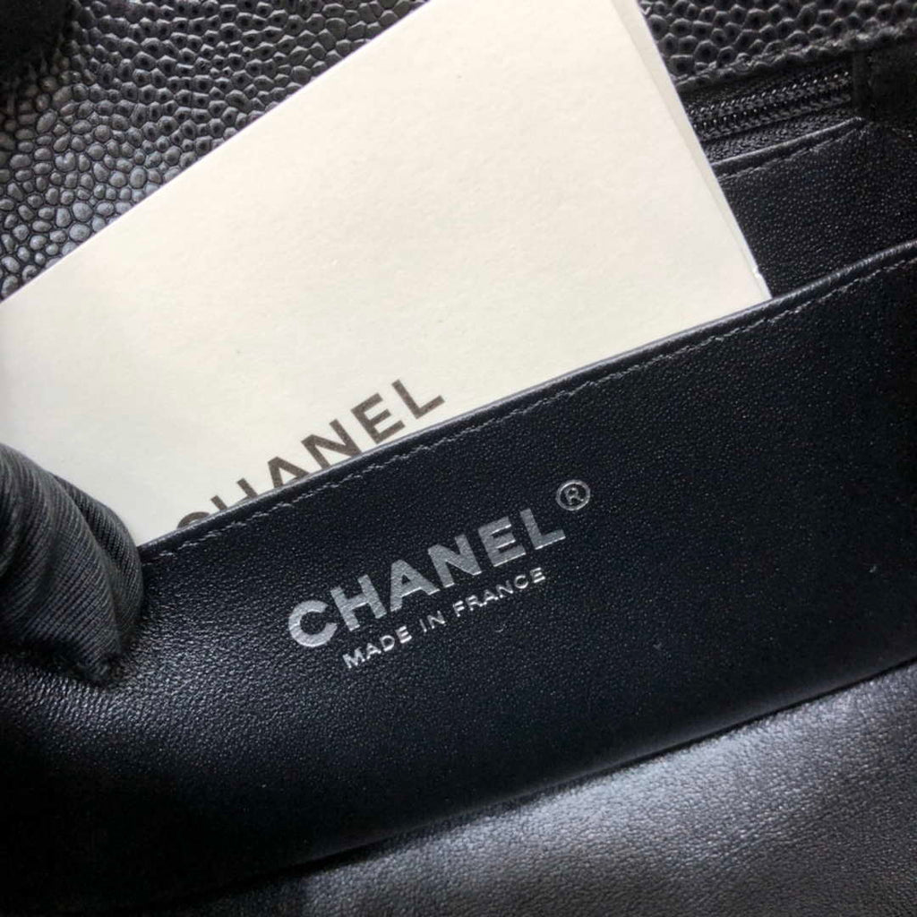 Chanel A35200 Mini Flap Bag 17cm Grained Calfskin Black Silver