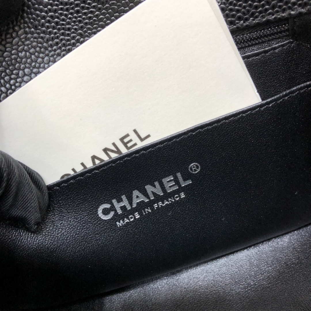 Chanel A35200 Mini Flap Bag 17cm Grained Calfskin Black Silver - Default Title - View 9