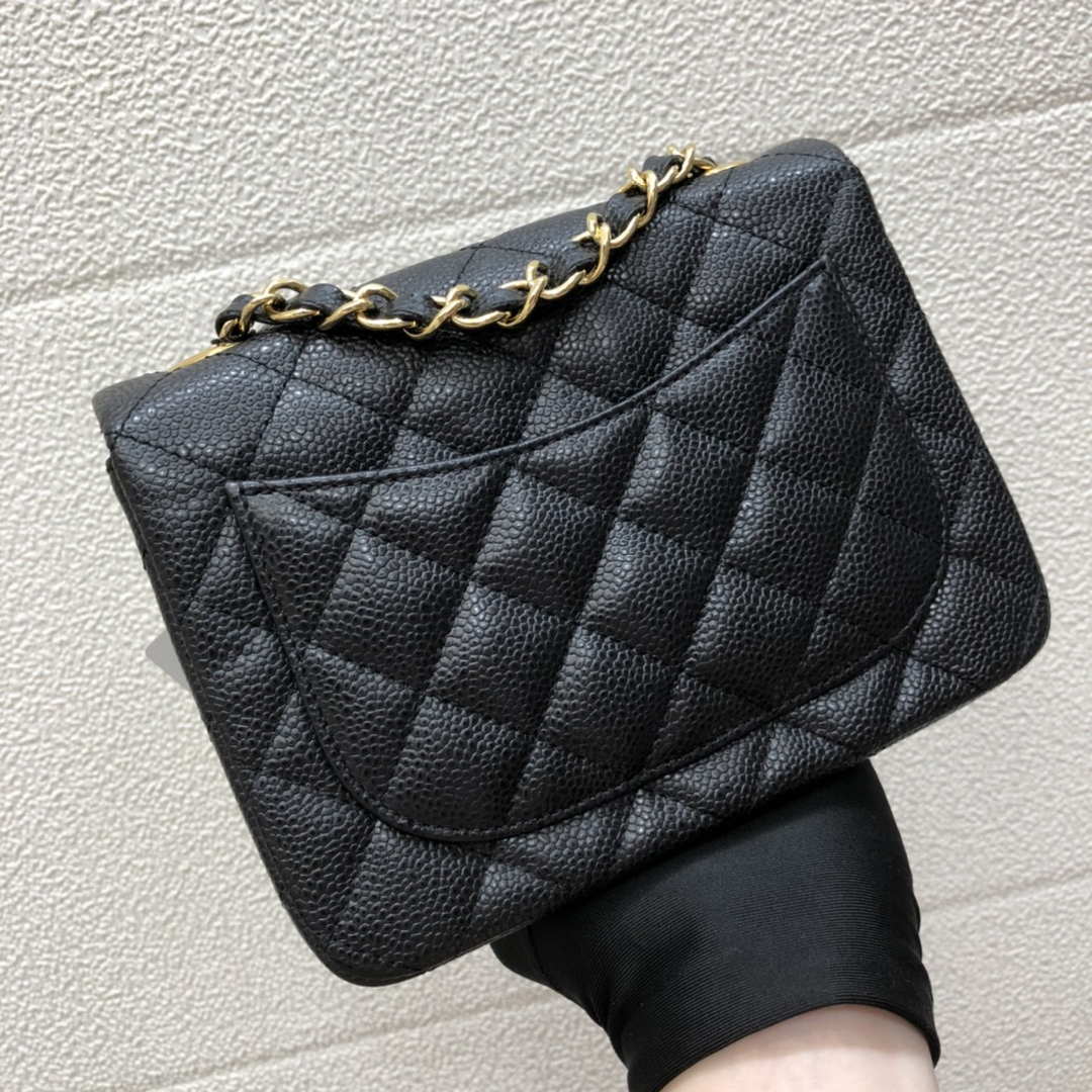 Chanel A35200 Mini Flap Bag 17cm Grained Calfskin Black Gold - Default Title - View 2