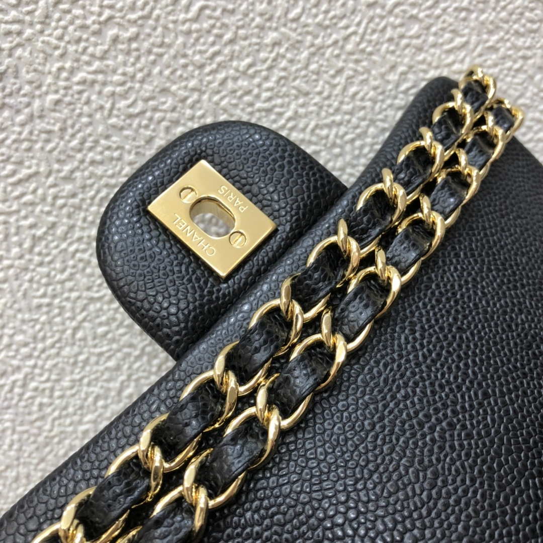 Chanel A35200 Mini Flap Bag 17cm Grained Calfskin Black Gold - Default Title - View 6