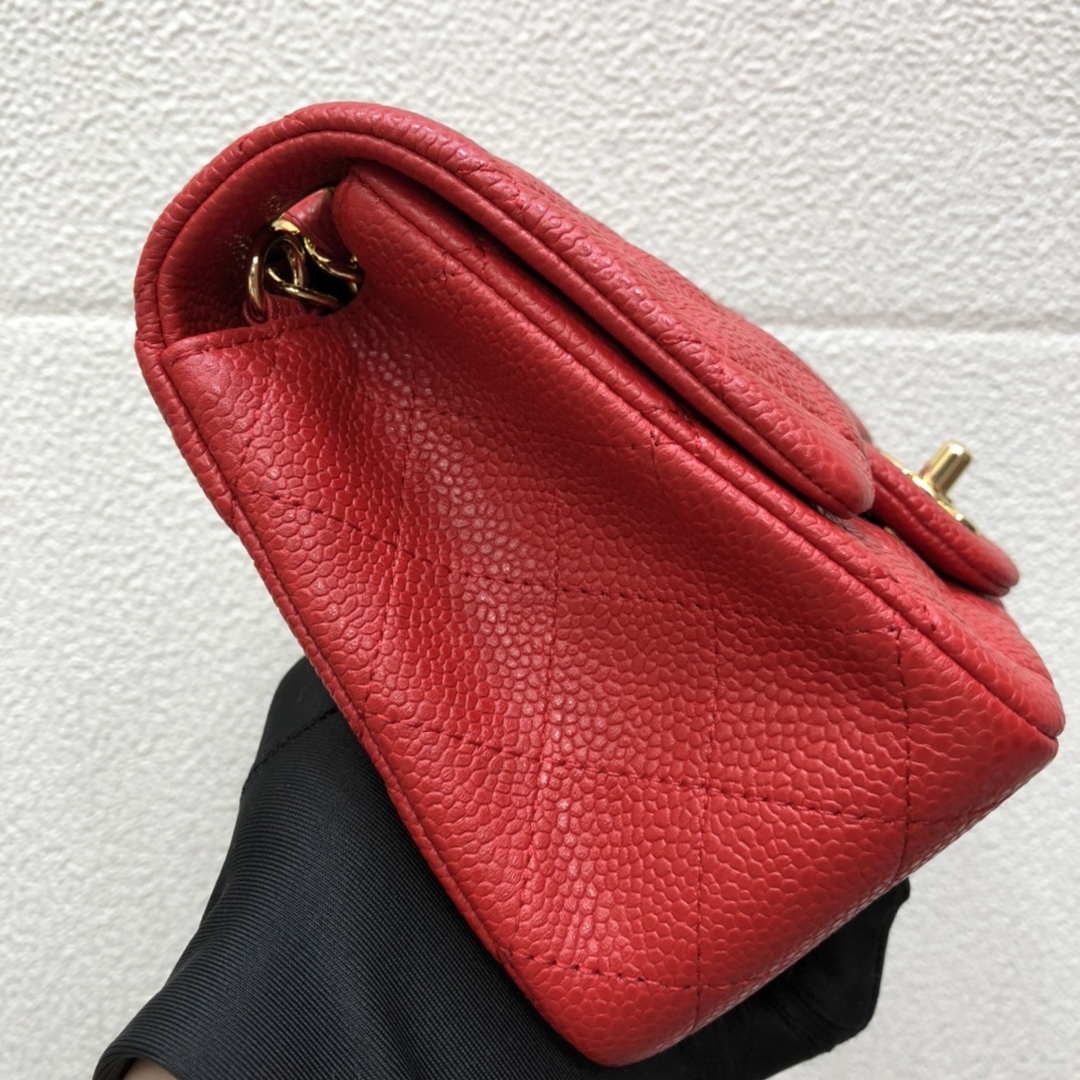 Chanel A35200 Mini Flap Bag 17cm Grained Calfskin Red Gold - Default Title - View 4