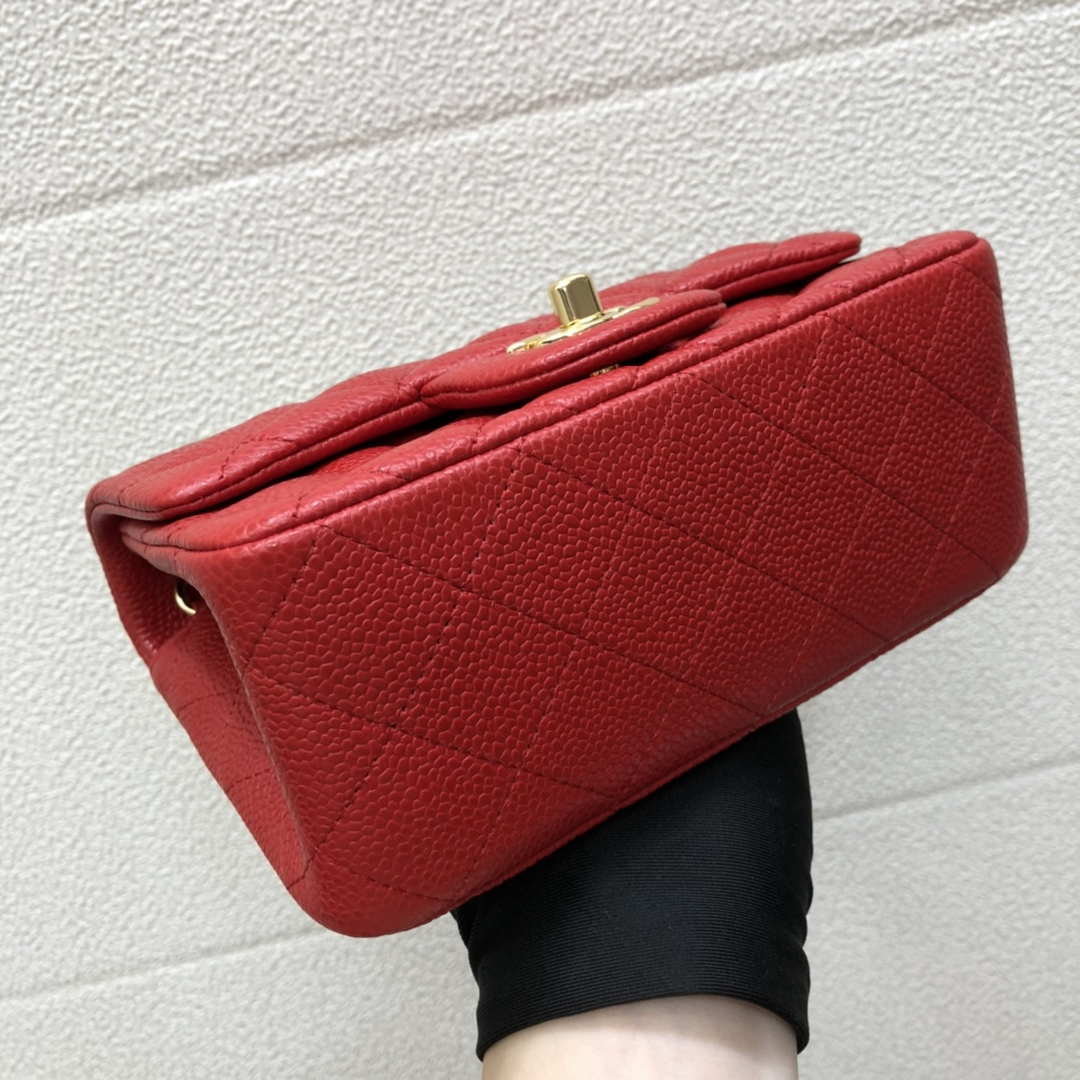 Chanel A35200 Mini Flap Bag 17cm Grained Calfskin Red Gold - Default Title - View 5