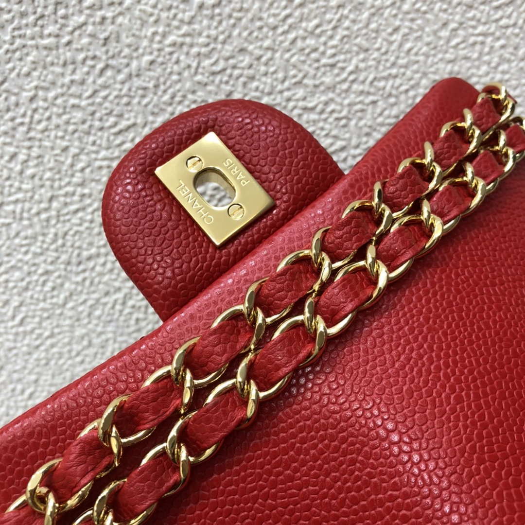 Chanel A35200 Mini Flap Bag 17cm Grained Calfskin Red Gold - Default Title - View 7