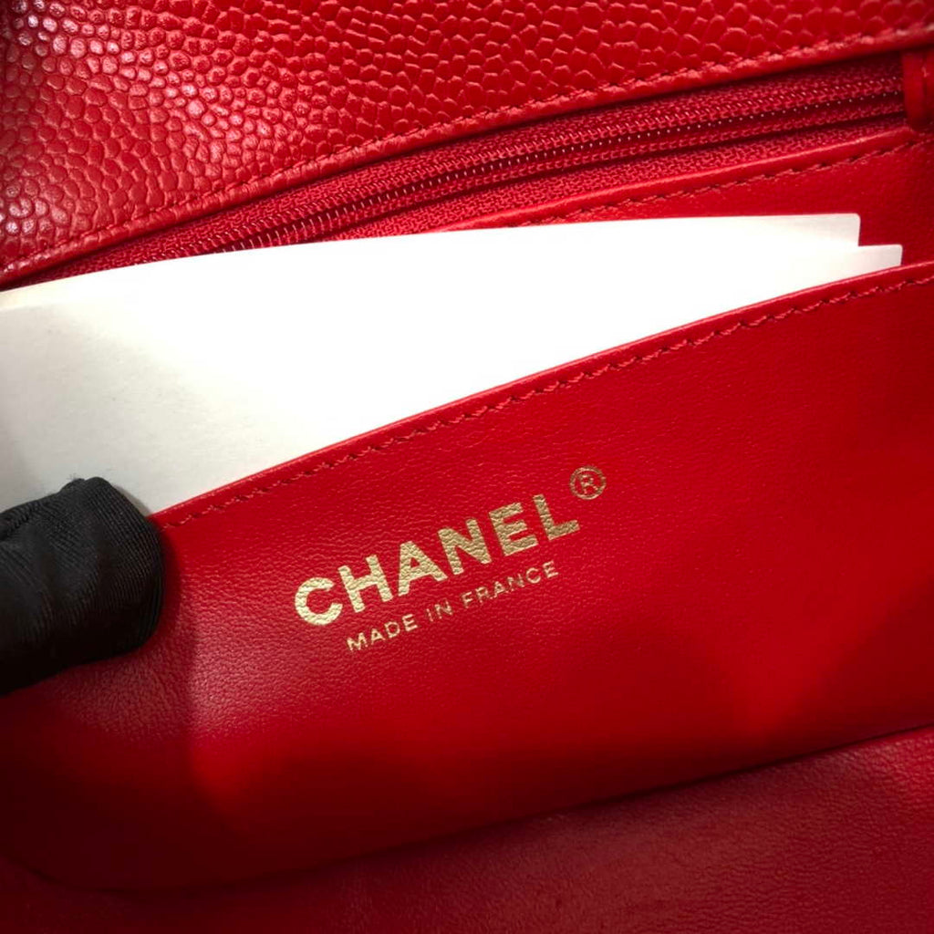 Chanel A35200 Mini Flap Bag 17cm Grained Calfskin Red Gold