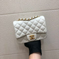 Chanel A35200 Mini Flap Bag 17cm Grained Calfskin Whiet Gold - Default Title - View 1