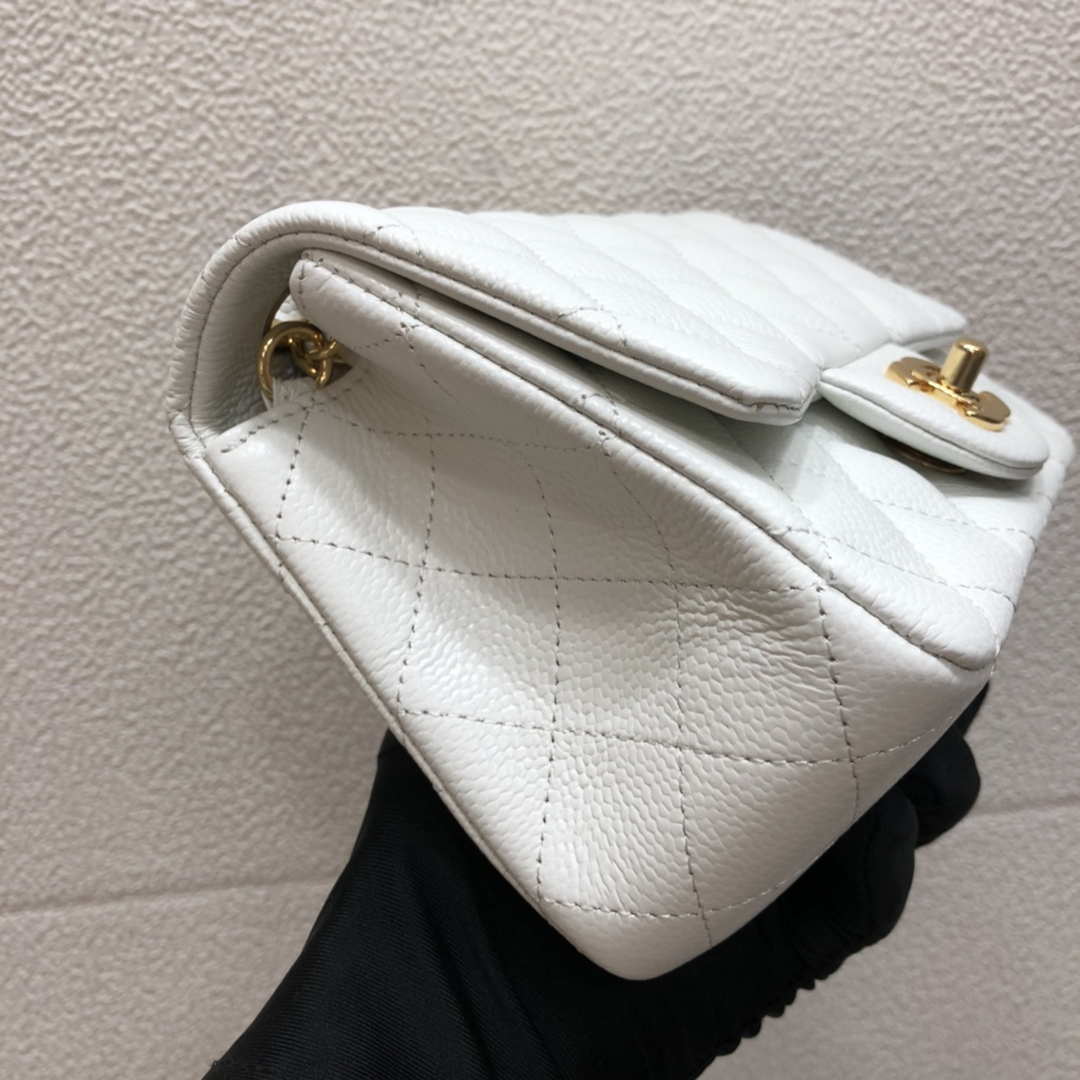 Chanel A35200 Mini Flap Bag 17cm Grained Calfskin Whiet Gold - Default Title - View 4