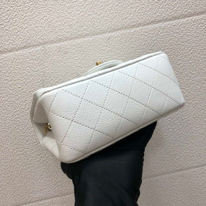 Chanel A35200 Mini Flap Bag 17cm Grained Calfskin Whiet Gold - Default Title - View 5