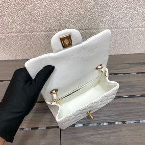 Chanel A35200 Mini Flap Bag 17cm Grained Calfskin Whiet Gold - Default Title - View 8